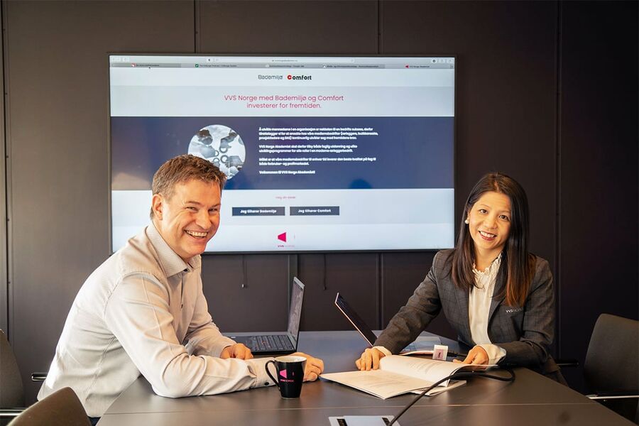 Sjur Kjos Sørensen og Lyna Tran, er sentrale i VVS Norges satsing på digital læring. Sørensen skal lede VVS Norge Akademiet fremover.