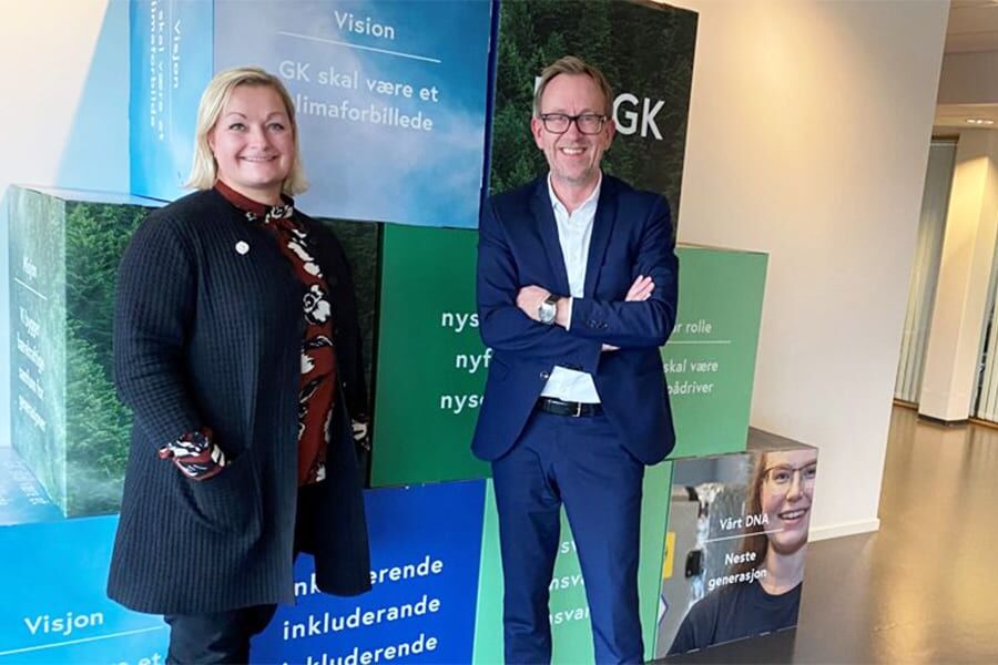 Heidrun R. Marstein og konsernsjef Kim Robert Lisø i GK Gruppen. Foto: GK