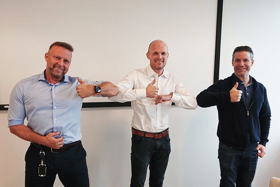 Fra venstre,  Svein H. Dahle, adm. dir. i GK Sikkerhet, Rune Hardersen, adm. dir. i GK Norge og Kenneth Furesund, leder salg og forretningsutvikling i GK Sikkerhet.