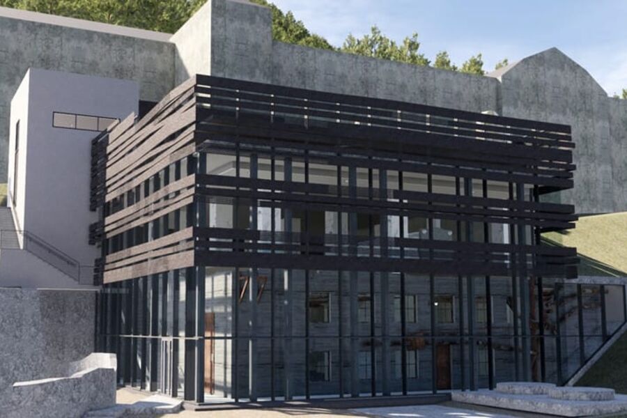 Bildet viser illustrasjon av det kommende prosjektet (illustrasjonsbilde av Point Arkitekter).