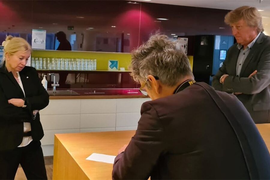 Fellesforbundet brøt i dag forhandlingene. Foto: Siri Bergh, forhandlingsleder i BNL og Per Schau, forhandlingsleder i Fellesforbundet.