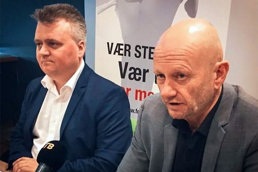 Jørn Eggum (Fellesforbundet) (t.v.) og Stein Lier Hansen (Norsk Industri).