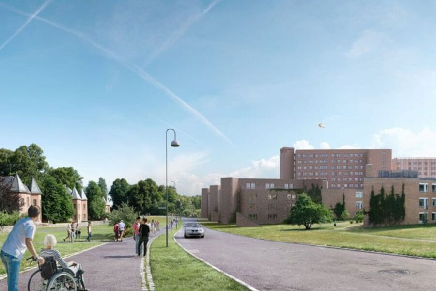 Illustrasjon: Nye Rikshospitalet sett fra nord. Ratio/ARKITEMA