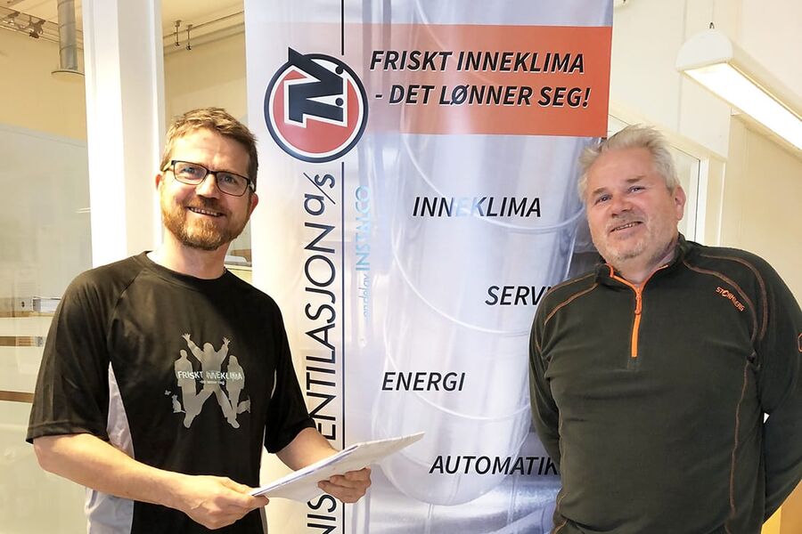 Daglig leder Olav Selbekk,og montasjeleder Tore Andre Hokstad i Teknisk Ventilasjon.