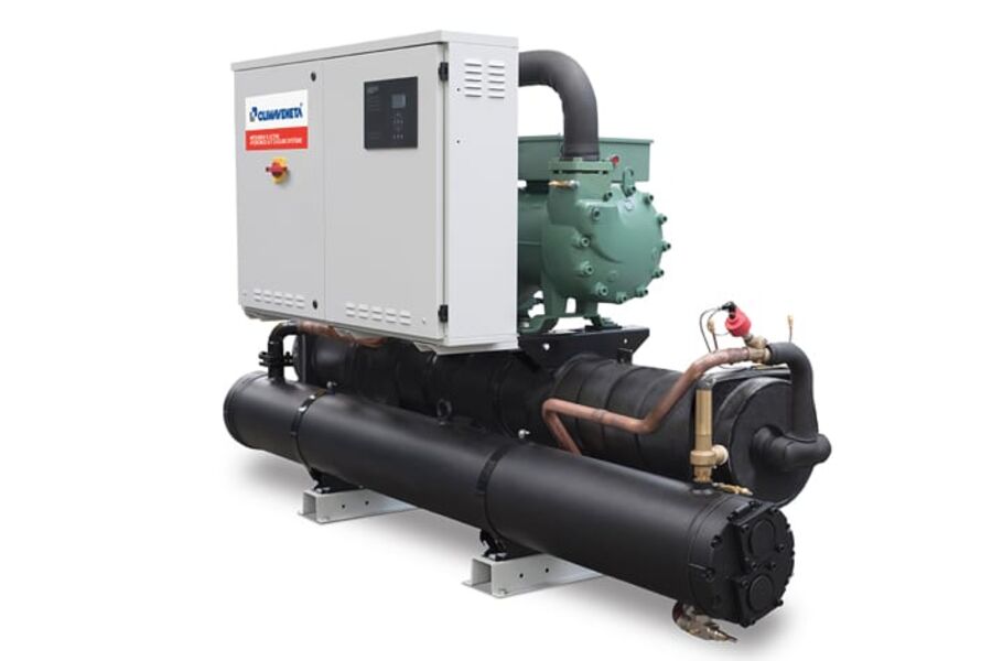 Nytt utvalg av væske/vann varmepumper med skruekompressorer, tilgjengelig med R513A lav-GWP kuldemedie.