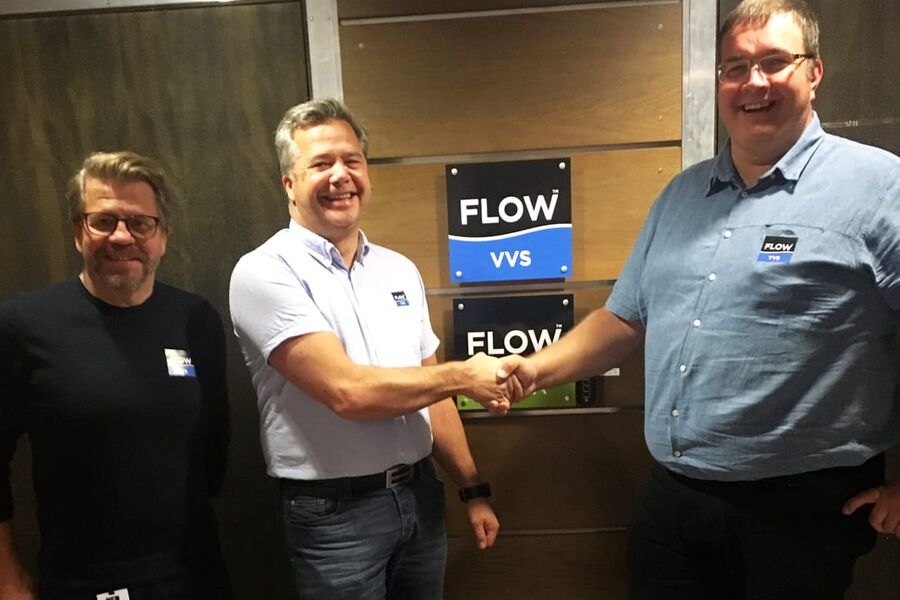 	fra venstre: Greif Sæther (daglig leder FLOW Trøndelag VVS), Håvard Hildrum (salgs- og narkedsansvarlig FLOW Trøndelag VVS) og Stig Einar Mork (daglig leder Svartisen VVS)