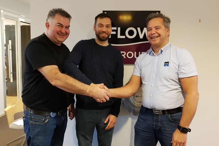 	Fra venstre Roger Tørset (faglig leder), Nils Godtfred Bjørnerud (daglig leder), og Håvard Hildrum (salgs- og markedsansvarlig i FLOW Trøndelag VVS).