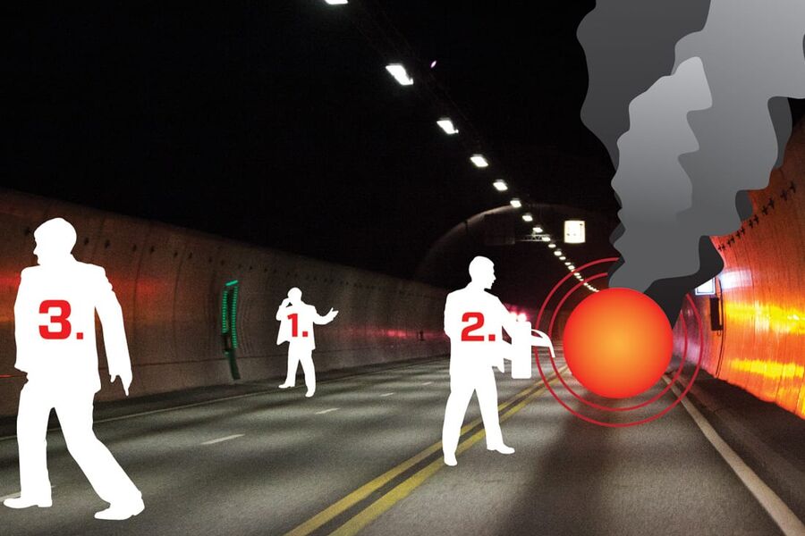 Når det brenner i en tunnel er det viktig at de først ankomne gjør ting i riktig rekkefølge. Ill.: Kjersti Magnussen/Teknisk Ukeblad