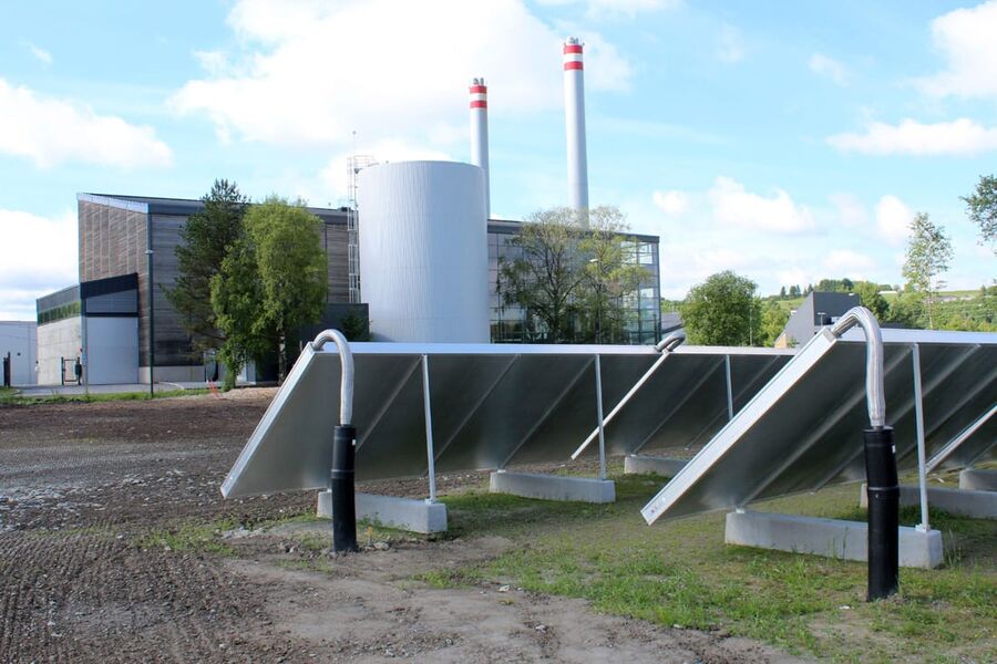 Akkumulatortanken til Akershus Energi Varme som er en del av Akershus EnergiPark utenfor Lillestrøm: