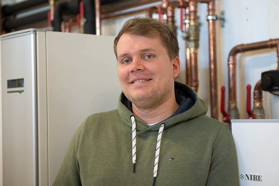  NIBE har veldig brukervennlige løsninger, og har tenkt på alt som handler om service, mener ny teknisk sjef Jonas Haraldsen. 