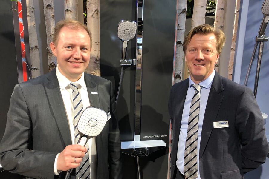 Lars Erik Fossum og Thomas Hanche-Olsen i Oras Armatur og Oras Group, var svært fornøyd med responsen fra norske besøkende under ISH nylig. 