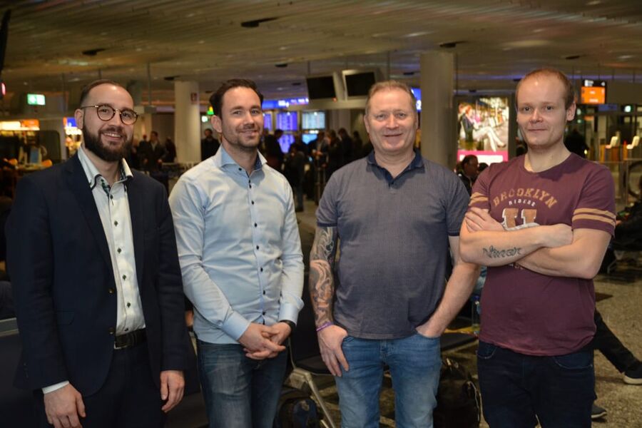 Her er turfølget og ISH- troppen samlet. Fra venstre, Harald Faret, Faret VVS, Øystein Kristiansen, Røleggergutta AS, Arne og Andreas Vinar fra Vinar VVS & Sønn AS.