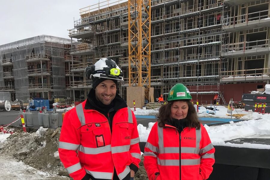 Eierbedriftene i Norsk Rørallianse kan se tilbake på et svært aktivt år. På bildet ser vi prosjektleder Gøran Sørbye og HMS-ansvarlig Elisabeth Røst hos K. Lund på oppdrag i Lade Allé 65 i Trondheim. Hovedentreprenør er Ruta AS, mens Selvaag Bolig er utbygger.