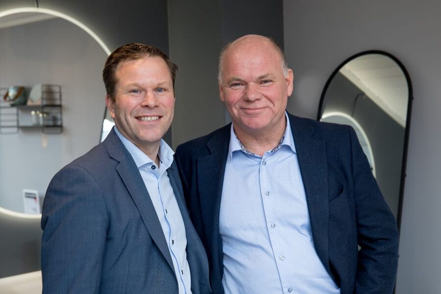 Nåværende daglig leder i Comfort, Vidar Skoglund, (tv) går over i stilling som driftsdirektør i VVS Norge, Her sammen med den nye adm. direktøren i VVS Norge, Thorbjørn Theie. 