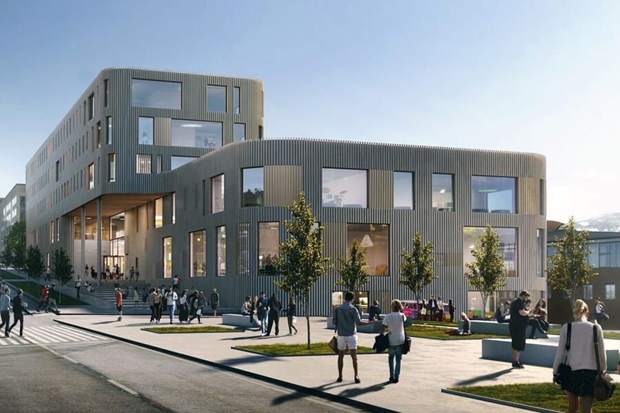 Nybygg for lærerutdanning og pedagogikk ved UiT. Illustrasjon: Filter Arkitekter