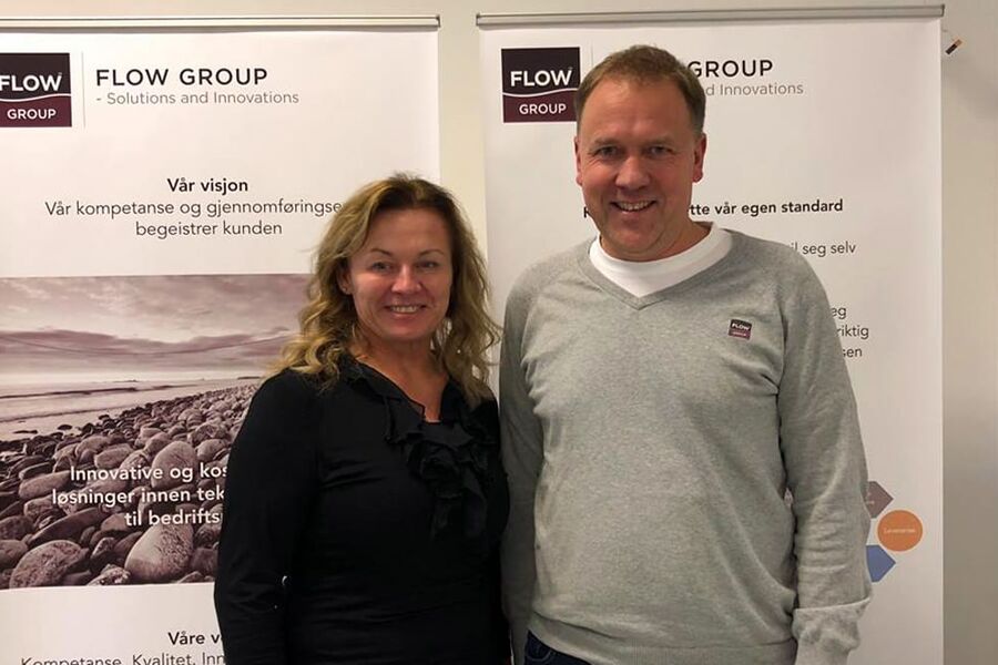 Eli Heyerdahl Eide, leder i Ingeborg-nettverket, her sammen med daglig leder i Flow-Group, Mads Meisingset, er stolt og glad for at FLOW Group  vil være med å støtte arbeidet for rekruttering og en bedre kjønnsbalanse i rørbransjen. 