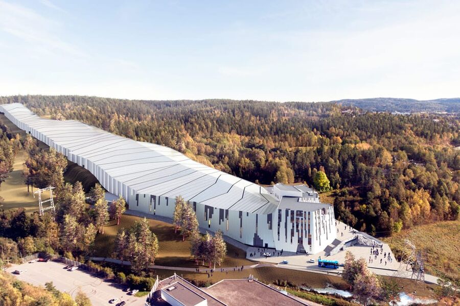 Det har vært flere bygningsfysiske utfordringer ved prosjekteringen av Norges første innendørs skihall. Dette blir ett av temaene på konferansen. Ill.: Halvorsen & Reine AS / BetonmastHæhre