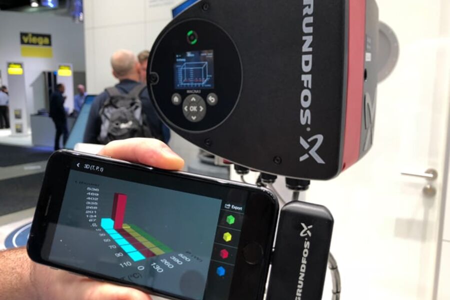 Grundfos Alpha som viser styring via app.