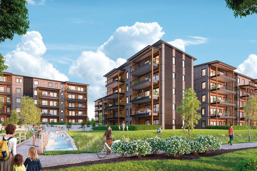 Capjon Park - Free Energy har levert de første HYSS - High Power til et av de mest innovative og framtidsrettede boligprosjektene i Norge - Verksbyen i Fredrikstad. Illustrasjon: Arca Nova Utvikling AS 