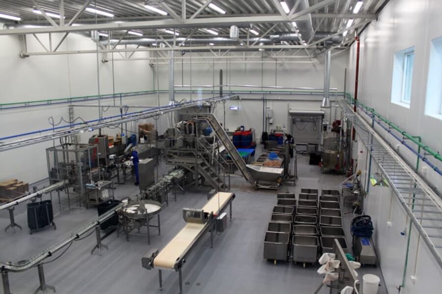 Deler av produksjonshallen og fabrikken