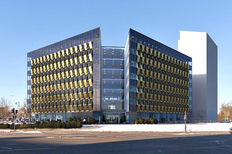 Slik vil bygget bli seende ut en gang ut i neste år. Foto: Castellum