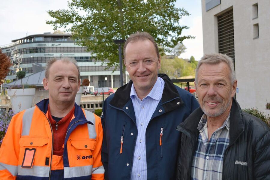 Godt samarbeid gir gode resultater: Fra venstre: Nils Kristian Kjeldsen, Oras AS. Tore Skifjeld, Uponor AS. Helge Aaltvedt prosjektleder Oras AS. Eiendom