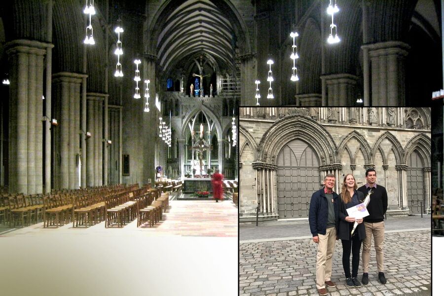 Vinnergruppen fra Multiconsult består av Ulf Christensen (til venstre), Anna Frederikke Østby og Wolfgang Kampel. (Foto: Chin-Yu Lee/Trondheim kommune)