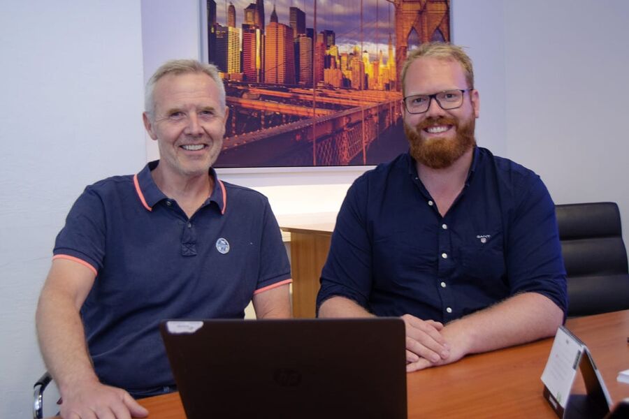 Fra venstre, arbeidsleder Odd Skar, og daglig leder Jonas Gustumhaugen, i Bravida VVS Engineering,    