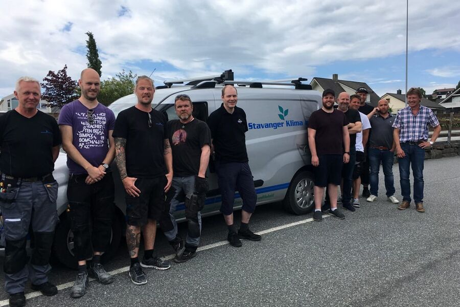 Ansatte og ledelse i Stavanger Klima AS, daglig leder Øystein Frafjord helt til høyre.