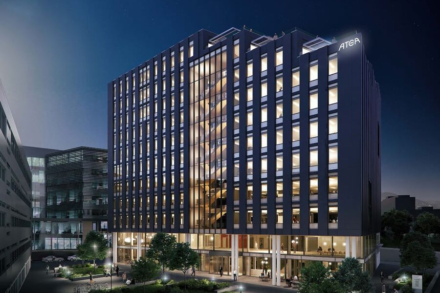 Assemblins prosjektavdeling i Sarpsborg fikk rørentreprisen for Ateas nye hovedkontor på HasleLinje i Oslo. (Illustrasjon: Blår)