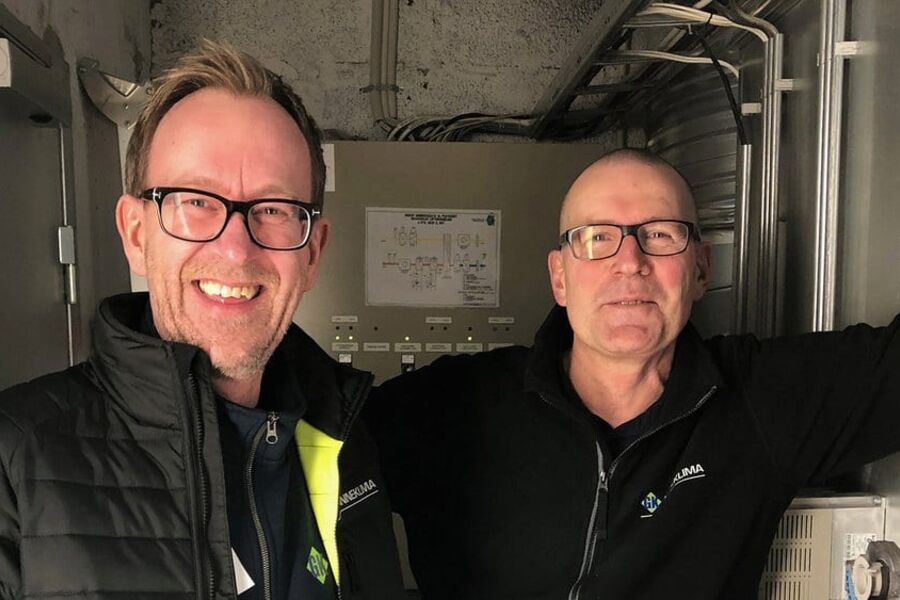 Administrerende direktør i GK Inneklima, Kim Robert Lisø, og servicetekniker Trond Anders Hansen. 