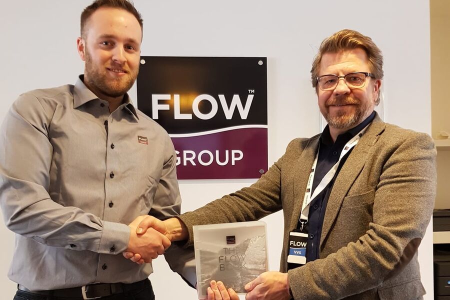 Fra venstre, Fredrik Skogrand og daglig leder i Flow Trøndelag VVS AS,  Greif Sæther
