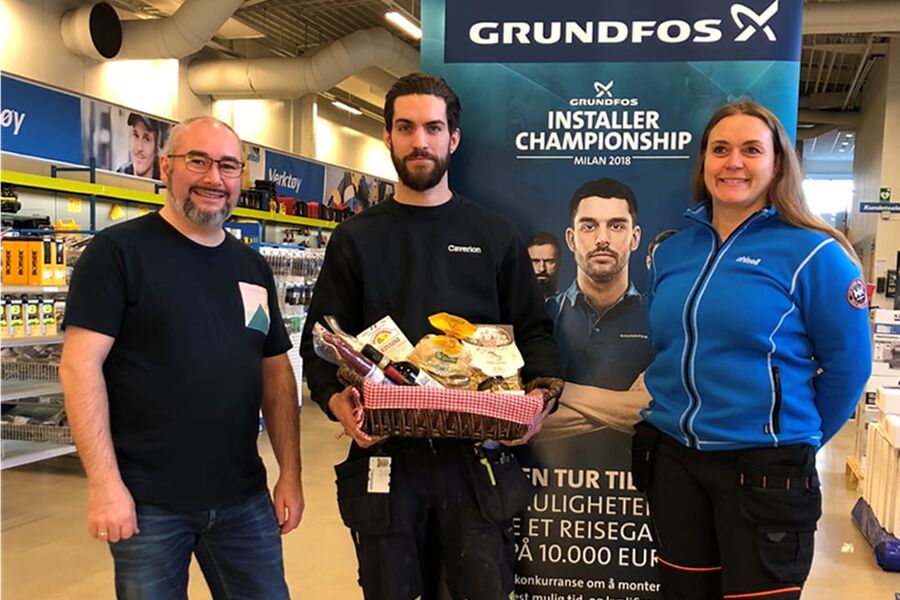 Her ser vi, Andrè Sundli Barka, Grundfos,  Marius Silden, Caverion   og Lena Thornes, butikksjef Ahlsell Forus