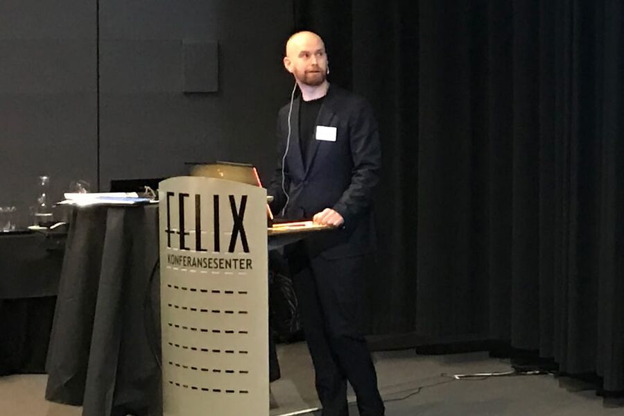 Sigurd Gjesti Berge fra Norconsult holder foredrag om PAM i tidligfase prosjektering. 