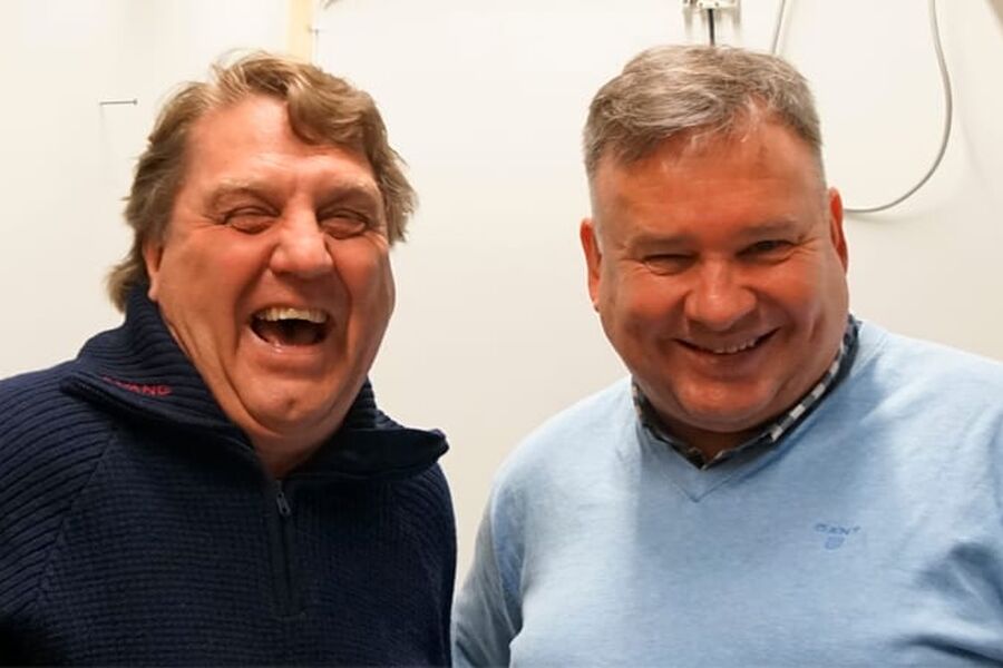 To karer som hadde det gøy på omvisning; Svein Jarle Skyrud fra Celsius Kulde og Guttorm Stuge fra Moderne Kjøling.