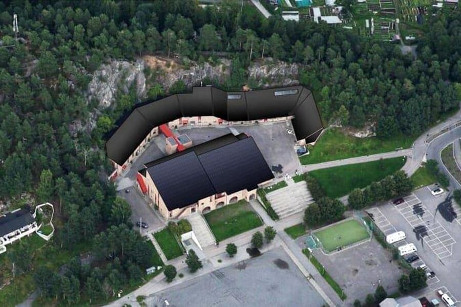 Slik skal det nye solcelletaket på Holmlia skole se ut. Illustrasjon Marion Gardette, Arkitektskap.