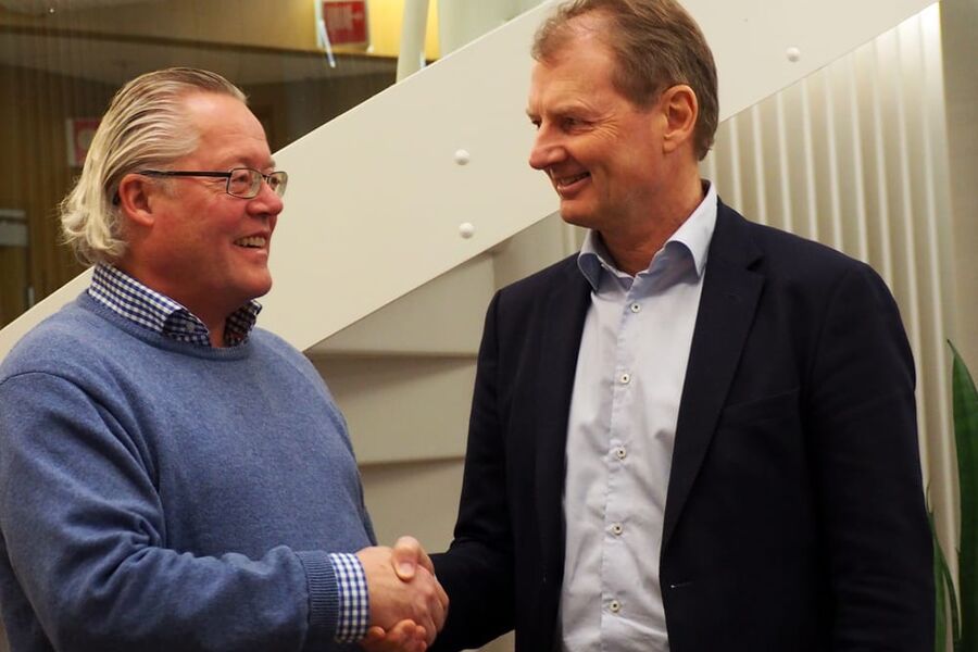 (Fra venstre)Ketil Bakkejord, daglig leder PABAS og Øyvind Mork, administrerende direktør Asplan Viak.