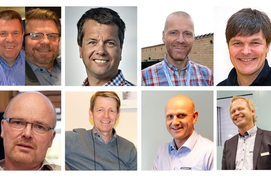 Foredragsholderne på seminaret om Vannlekkasjer fra rørinstalalsjoner i bygg 23.november på Hellerussletta: Øverst fra venstre, Jan-Erik Urhaug / Greif Sæther, Flow Group, Espen Krossli, Backe Entrepenør, Lars Angell Tryg Forsikring, Svend Haugen,Norconsult. Nederst til venstre: Lars Iddeng, Usbl Prosjekt, Lars-Erik Fiskum,Sintef, Kenneth Riisa,Armaturjonsson, og Arvid Aalen, Geberit Norge. 