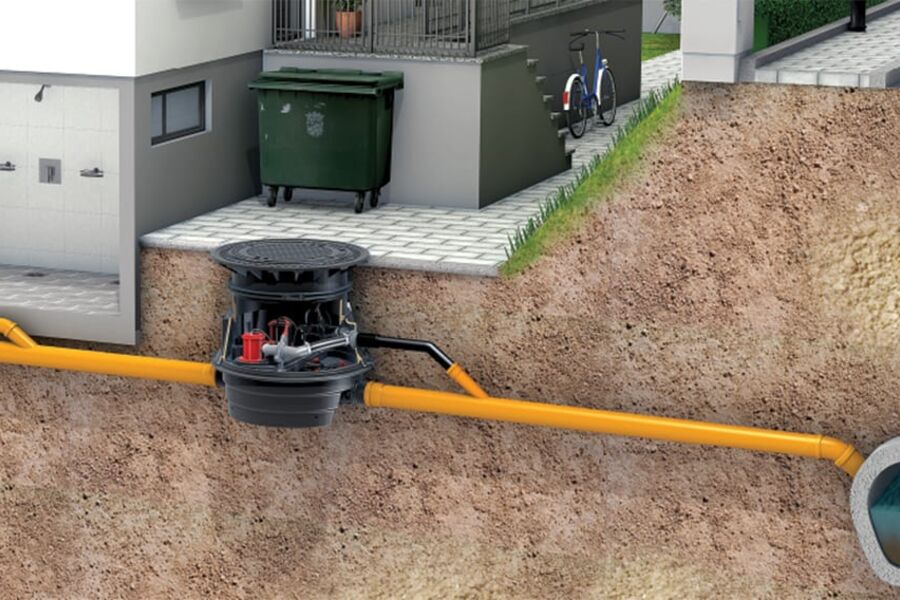 Kessel Ecolift XL stenger vannet ute dersom nettet er fullt og en pumpe sørger for at det trykkes ut.