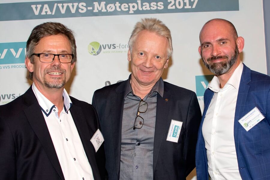 Ledertroikaen for VVS Møteplass 2017: Daglig leder Terje Røising i Norske Rørgrossisters Forening, daglig leder Bjarne Haugland i VA og VVS Produsentene og daglig leder Thor-Jostein Egeland i Norsk VVS Energi- og Miljøteknisk Forening.