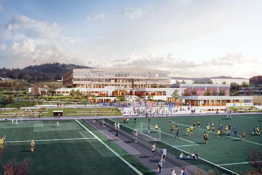 Heimdal videregående skole. Ill.: Skanska og Rambøll/KHR arkitekter