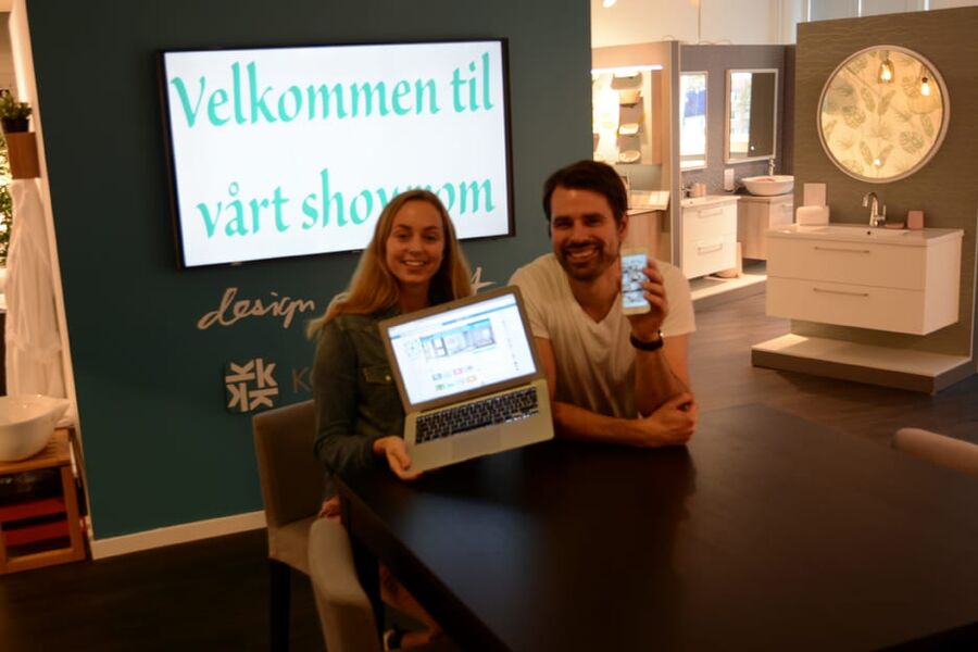 Helene Iversen og Lars Korsbakken i Korsbakken AS, mener rørlegegrne har my eå hente på å bruke sosiale medier aktivt i deres markedsføring. 