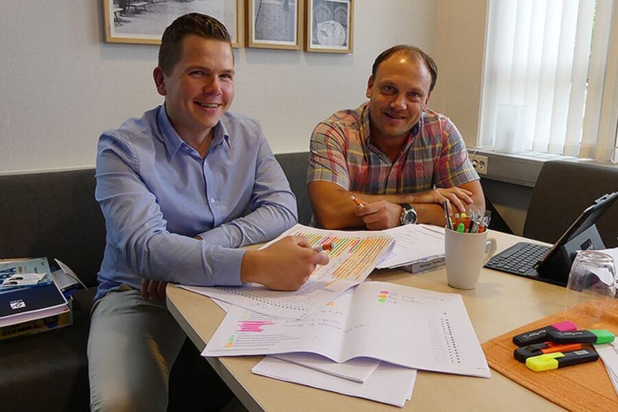 Raymond Brattsti i Byggopp Hålogaland og Håkon Svoen i Byggopp Sogn og Fjordane samarbeider om tiltak for å øke kvaliteten på den praktiske utdanningen i rørfaget. Foto: Byggopp Sogn og Fjordane