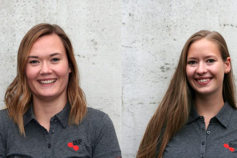 Fra venstre, Katinka Gjengedal Alm er ansatt som prosjektmedarbeider, og . Frida Kvigne er ansatt som distriktssjef. 