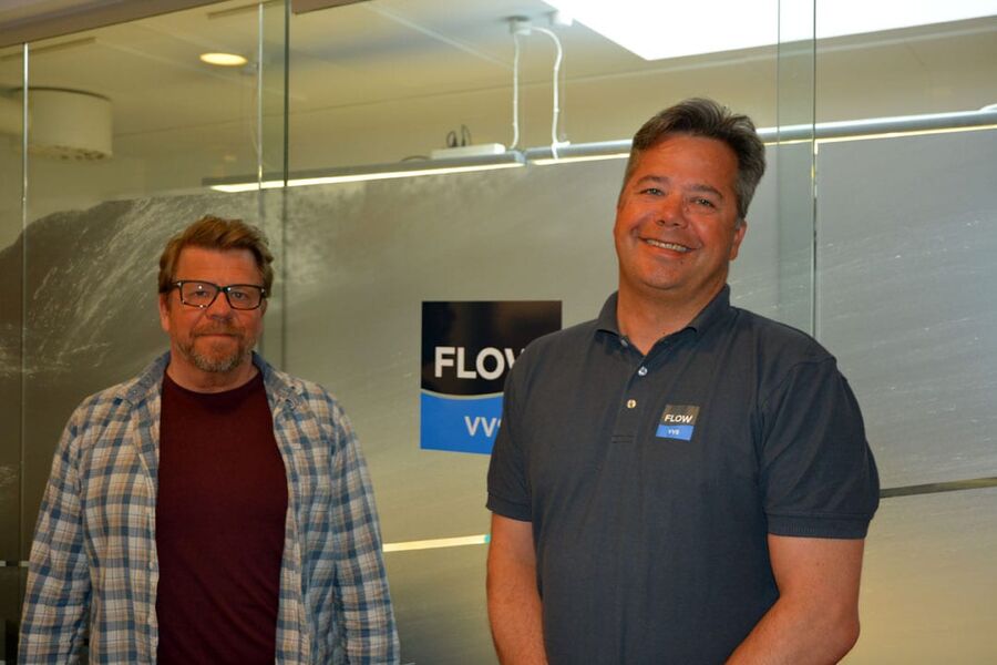 Dagliog leder, Greif Sæther, og salfs- og markedsansvarlig i Flow Trøndelag VVS er godt fornøyd med tingenes tilstand om dagen. De kan se tilbake på en god prosess i forbindelse med fusjonen, og nå er fokuset rettet for fullt mot markedet. 