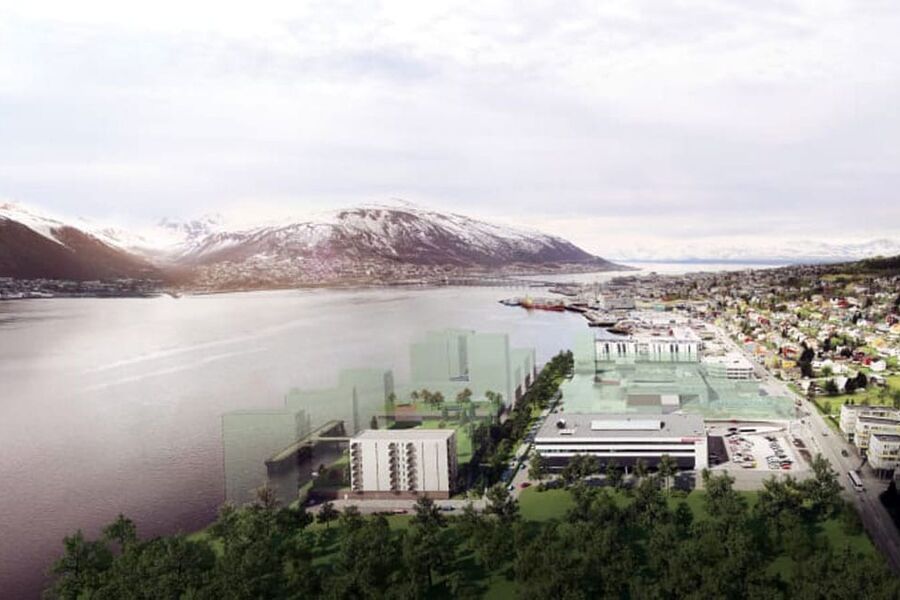 Slik vil Kræmer Brygge i Tromsø utvikles og stå klart i 2019. Foto: Kræmer Eiendom 