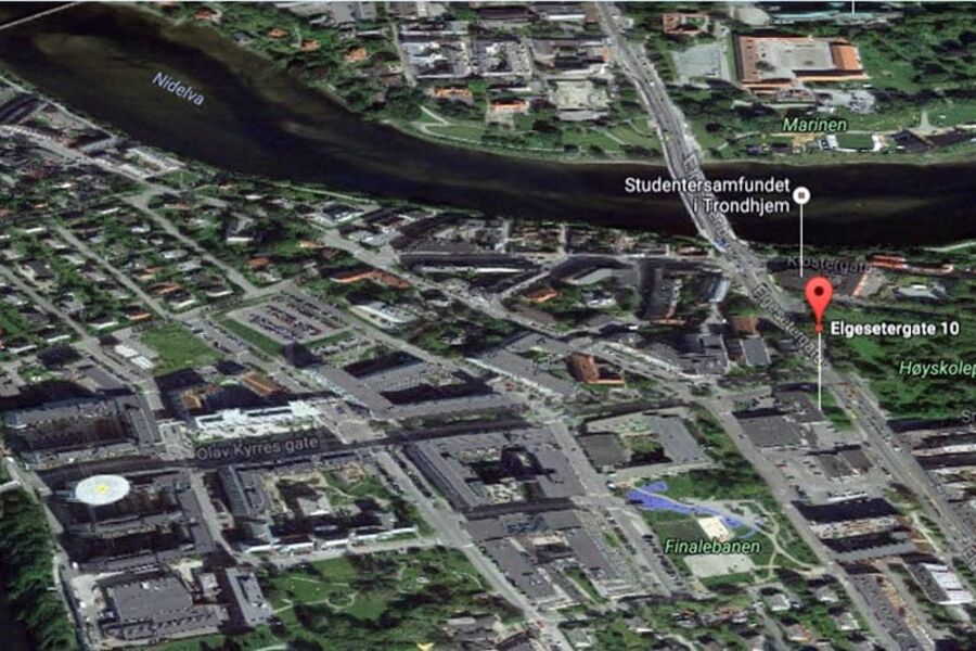 Oversiktskart over Trondheim. Foto: Google maps. 