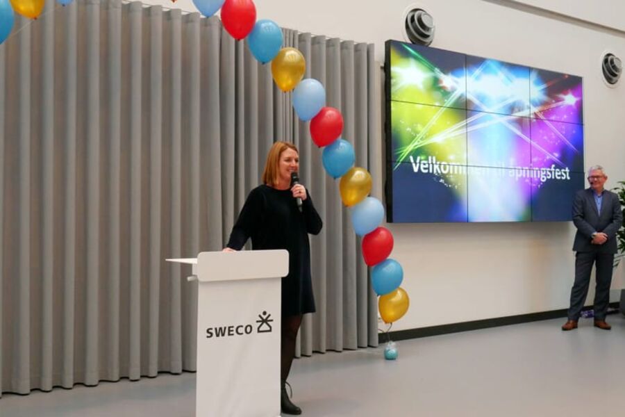  Dette er et bygg vi kan være veldig stolte av, sa Sweco-direktør Grete Aspelund under den offisielle åpningen av det nye Bergens-kontoret fredag 4. november. Foto: Sweco