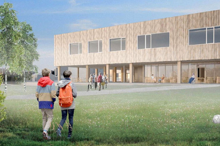 Illustrasjon av ny ungdomsskole (Kongsvinger kommune/ HLM arkitektur)
