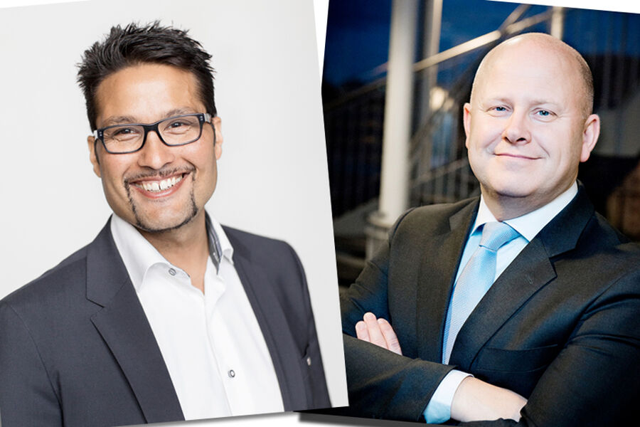 Obos-direktør Daniel K. Siraj (t.v.) og adm.dir. Baard Schumann i Selvaag Bolig mener at PBE ikke forstår hvordan boligmarkedet fungerer. Foto: OBOS/Selvaag/VVSforum.